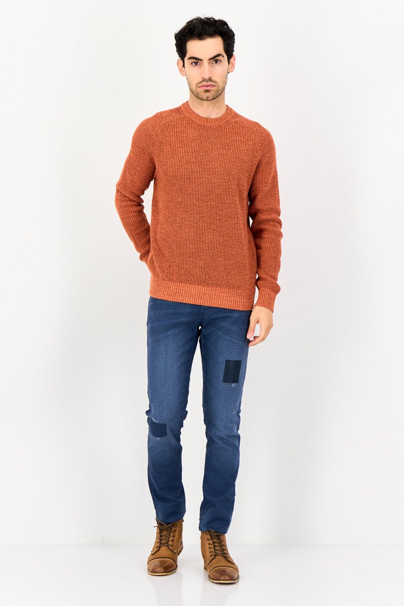 Celio Men Crew Neck Knitted Long Sleeve Sweater, Orange - Image 4