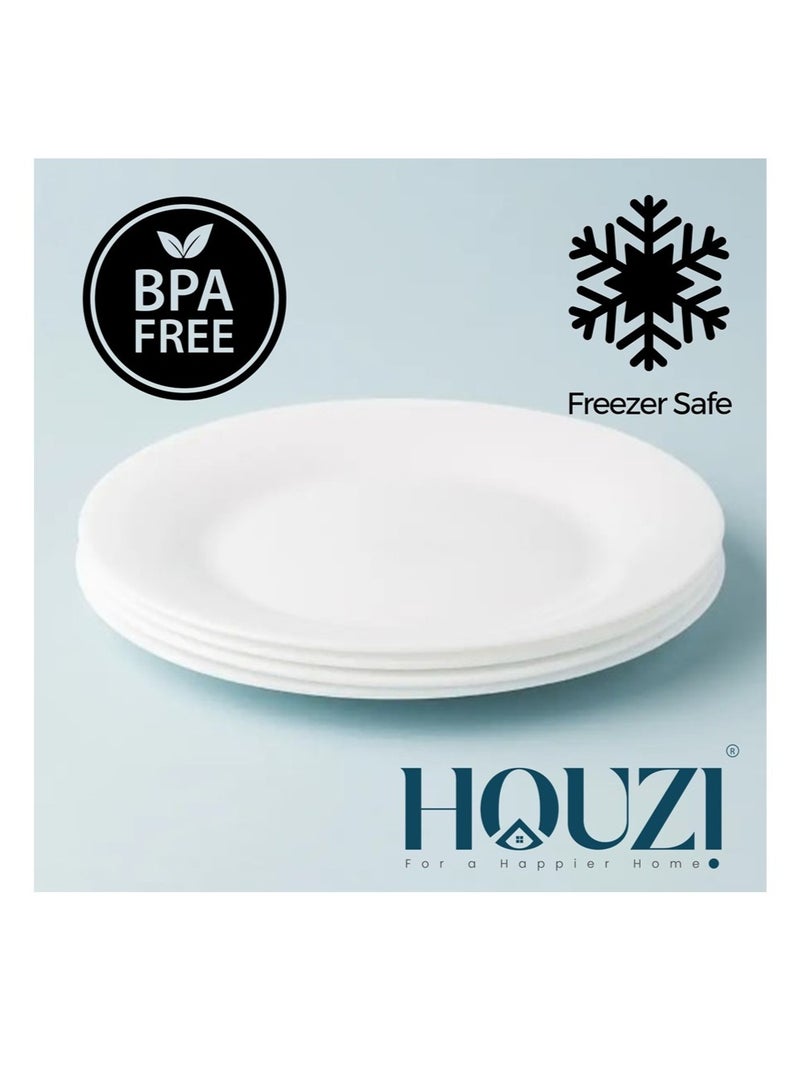 Houzi طقم عشاء هوزي 46 قطعة من الخزف الأوبال 8 أطباق عشاء 8 أطباق حلوى 8 أطباق شوربة 8 سلطانيات 8 أكواب 6 صحون و 2 وعاء تقديم 2 طبق تقديم آمن للاستخدام في الميكروويف خالي من BPA - Image 4