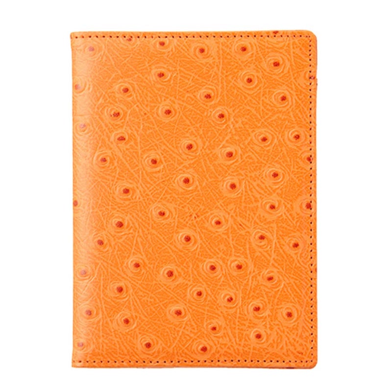 OROM PASSPORT HOLDER ostrich pattern leather travel wallet for men and women RFID blocking (orange) - Image 1