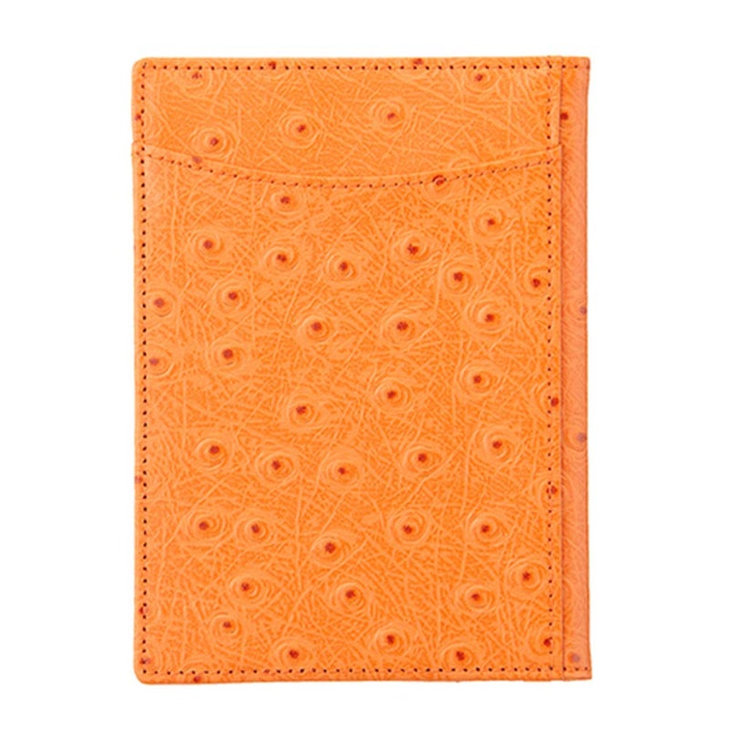 OROM PASSPORT HOLDER ostrich pattern leather travel wallet for men and women RFID blocking (orange) - Image 2
