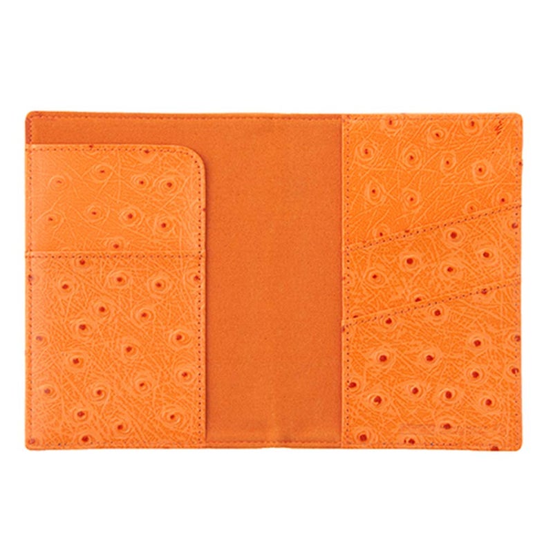 OROM PASSPORT HOLDER ostrich pattern leather travel wallet for men and women RFID blocking (orange) - Image 3