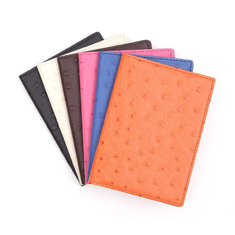 OROM PASSPORT HOLDER ostrich pattern leather travel wallet for men and women RFID blocking (orange) - Image 5