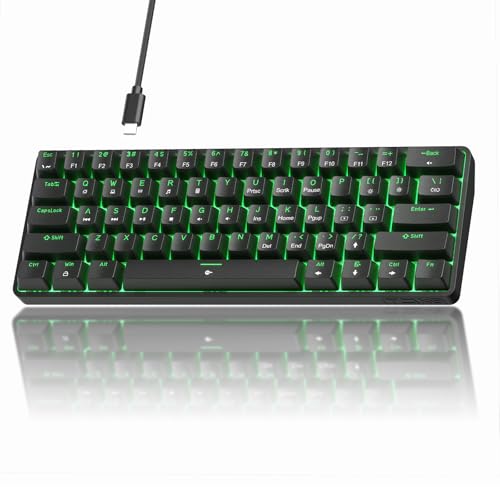 TMKB Technology Mechanical KeyBoard TMKB 60% Mechanical Gaming Keyboard, Red Linear Switch, LED Backlight, Anti-Ghosting, Detachable USB-C, Double-Shot Keycaps, 61 Keys, Wired, Black - Image 1