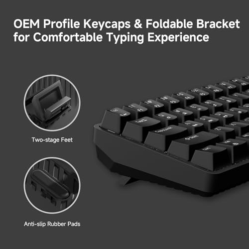 TMKB Technology Mechanical KeyBoard TMKB 60% Mechanical Gaming Keyboard, Red Linear Switch, LED Backlight, Anti-Ghosting, Detachable USB-C, Double-Shot Keycaps, 61 Keys, Wired, Black - Image 5