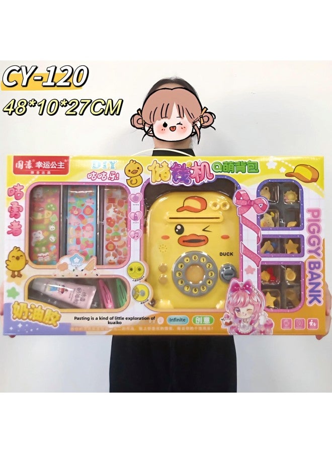 Educational Institution Toy Piggy Bank Storage Backpack Piggy Bank Suit 39 Mode Stall Children Gift Toys-Color:Diy Piggy Bank (2 Random Yellow Models) - Image 1