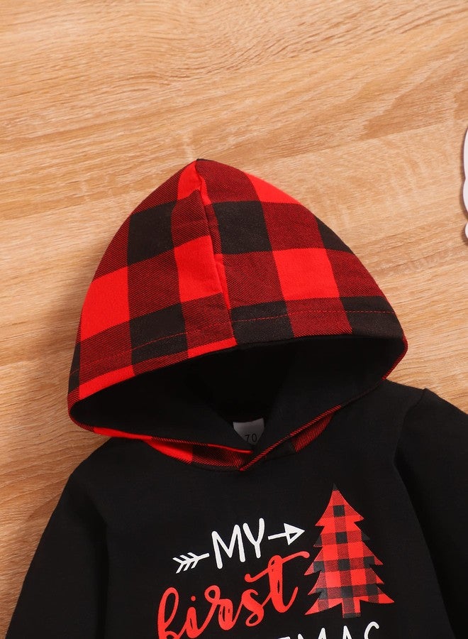bilison My 72st Christmas Infant Baby Boy Outfits Set Newborn Boy Hoodies Sweatshirt Red Plaid Romper+Pant clothing Set - Image 3