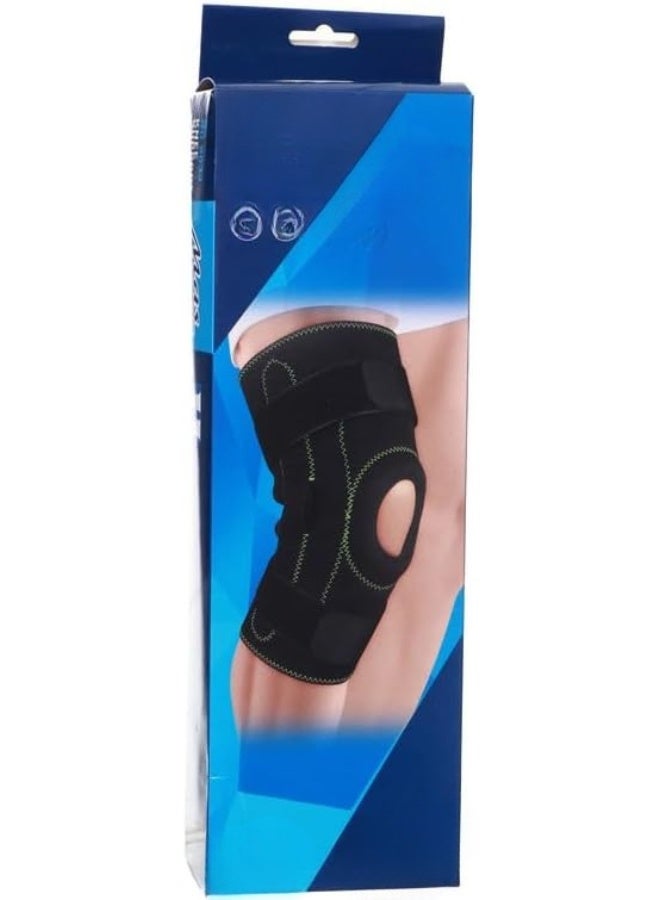 English: MAS 8033 Knee Support – Unisex Medium, Black & Green – Adjustable Compression Sleeve for Pain Relief and Stability - Image 4