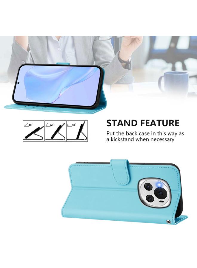 اس-توب جراب هاتف Honor Magic6 مصنوع من الجلد بلون سادة مع حبل تعليق - Image 3