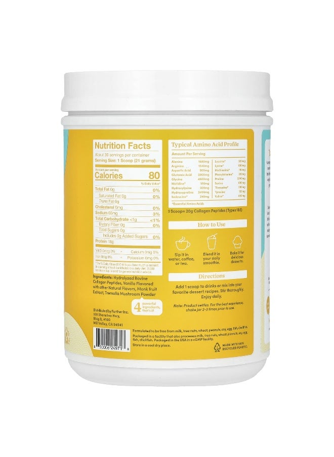 Further Food Further Food, Grass-Fed Collage Peptides + Tremella Mushroom, Vanilla, 22.22 oz (630 g)  - Image 2