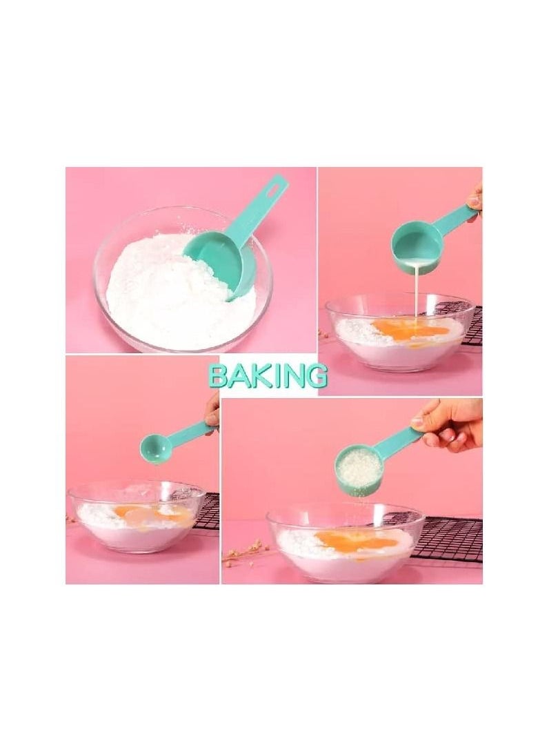 MahMir 9 Piece Measuring Cups and measuring spoons set, Great for Dry and Liquid Ingredients, Small Teaspoon with Plastic Head . ( Pink )  - Image 3