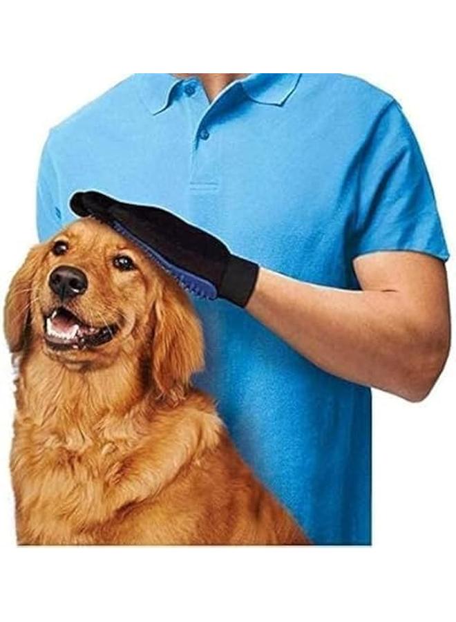 Generic Pets Pet Grooming Gloves Gentle Hair Remover Deshedding Brush Gloves Five Finger Massage Mitts Perfect Pet Bathing Tool For Cats Dogs Horses With Long Or Short Fur Blue - Image 2