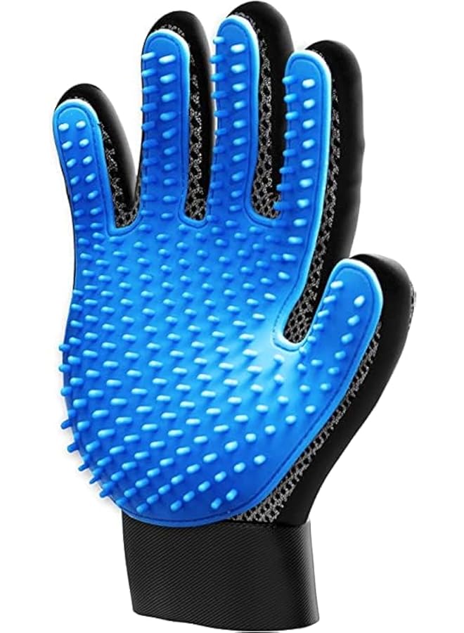 Generic Pets Pet Grooming Gloves Gentle Hair Remover Deshedding Brush Gloves Five Finger Massage Mitts Perfect Pet Bathing Tool For Cats Dogs Horses With Long Or Short Fur Blue - Image 1