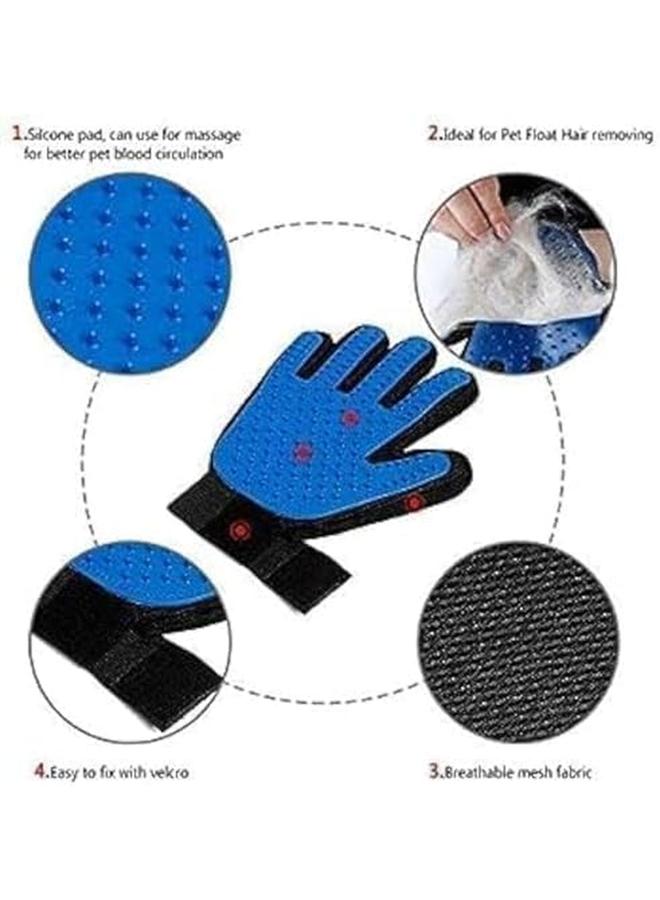 Generic Pets Pet Grooming Gloves Gentle Hair Remover Deshedding Brush Gloves Five Finger Massage Mitts Perfect Pet Bathing Tool For Cats Dogs Horses With Long Or Short Fur Blue - Image 3