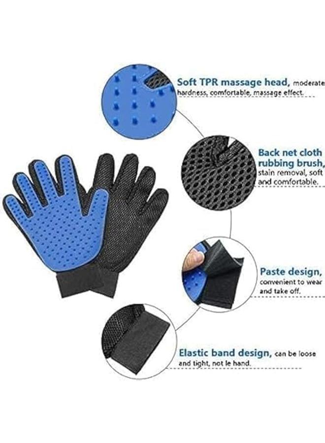Generic Pets Pet Grooming Gloves Gentle Hair Remover Deshedding Brush Gloves Five Finger Massage Mitts Perfect Pet Bathing Tool For Cats Dogs Horses With Long Or Short Fur Blue - Image 4