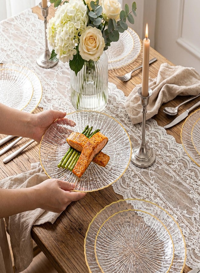 WELLIFE 60PCS Clear Plastic Plates with Gold Rim for Party, Plates Disposable Heavy Duty Includes 30 Dinner Plates and 30 Dessert Plates for Wedding & Birthday - Image 2