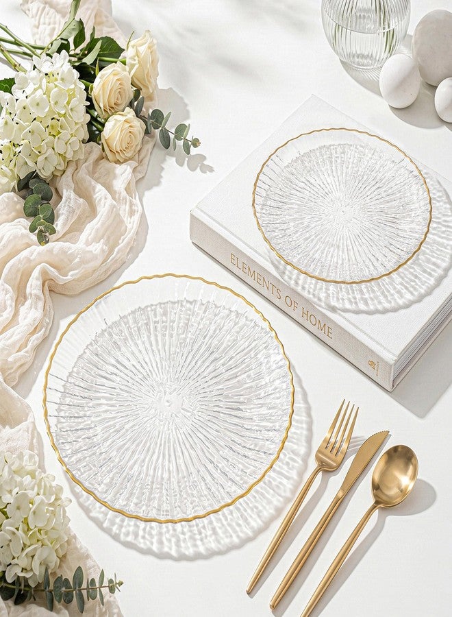 WELLIFE 60PCS Clear Plastic Plates with Gold Rim for Party, Plates Disposable Heavy Duty Includes 30 Dinner Plates and 30 Dessert Plates for Wedding & Birthday - Image 4