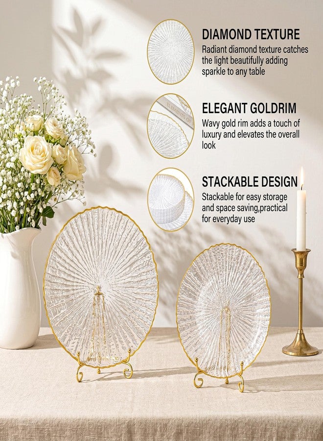 WELLIFE 60PCS Clear Plastic Plates with Gold Rim for Party, Plates Disposable Heavy Duty Includes 30 Dinner Plates and 30 Dessert Plates for Wedding & Birthday - Image 5