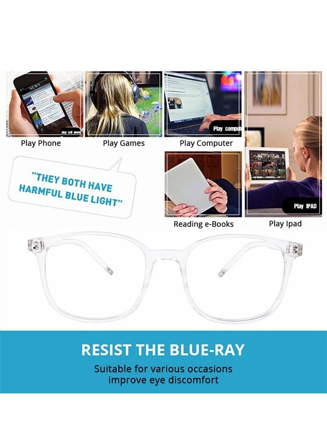 Clear Blue Light Glasses for Women and Men, Fashionable Square Frame Glasses with Anti Glare Protection - Image 4