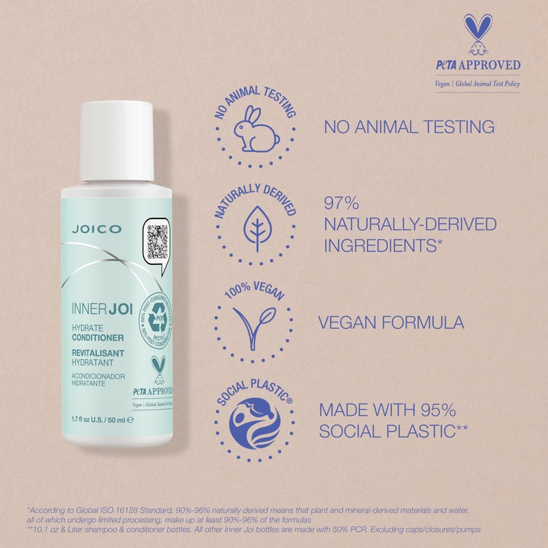 Joico InnerJoi Hydrate Conditioner | For Dry Hair & Scalp | Sulfate & Paraben Free | Naturally-Derived Vegan Formula | 1.7 oz - Image 5