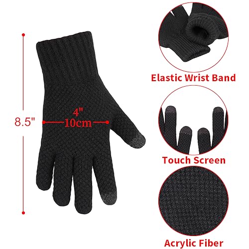 KRATARC Winter Warm Scarf Beanie Hat Glove Neck Gaiter Set Outdoor (Black) - Image 5