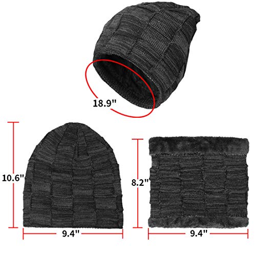 KRATARC Winter Warm Scarf Beanie Hat Glove Neck Gaiter Set Outdoor (Black) - Image 3