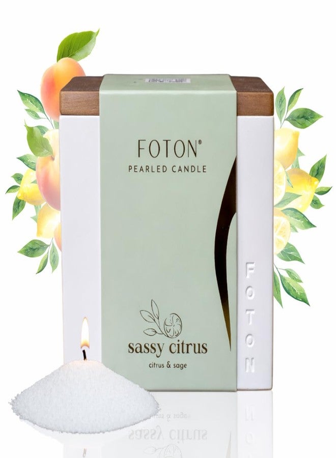 Foton مجموعة شموع فوتون بيرلد، مزهرية لو كيوب الخرسانية، 16 أونصة مربعة - برائحة الحمضيات المنعشة - برطمان قابل لإعادة التعبئة، شمعة معطرة من شمع الرمل مع 15 فتيلة - شموع زينة طبيعية غير سامة للمنزل - Image 1