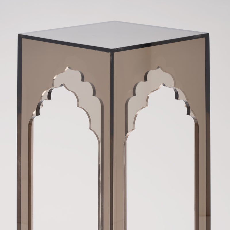 Homez Qurtuba Gateway Acrylic Side Table, Smoked Grey, 22.8*22.8*51 cm - Image 3
