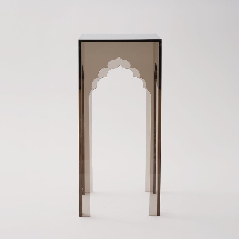 Homez Qurtuba Gateway Acrylic Side Table, Smoked Grey, 22.8*22.8*51 cm - Image 2