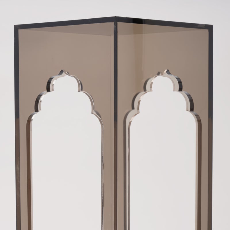 Homez Qurtuba Gateway Acrylic Side Table, Smoked Grey, 22.8*22.8*51 cm - Image 4