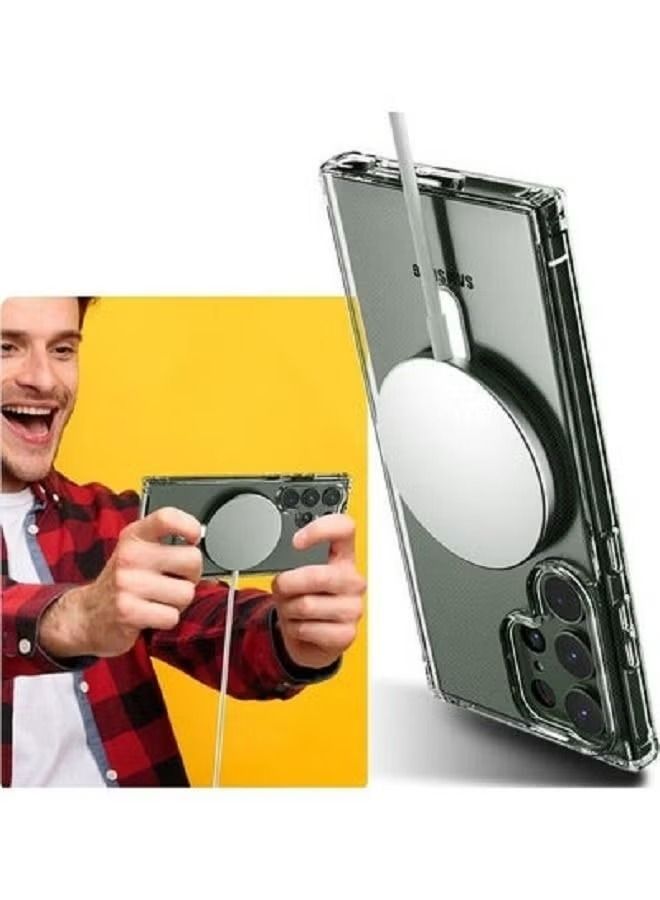 فيسوس جراب مغناطيسي شفاف متوافق مع الشحن اللاسلكي MagSafe غطاء نحيف شفاف لهاتف samsung galaxy S23 شديد الوضوح - Image 2