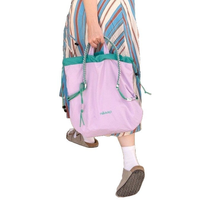 Korean Nylon Waterproof Lightweight Crossbody Shoulder Bag with Drawstring - Image 2