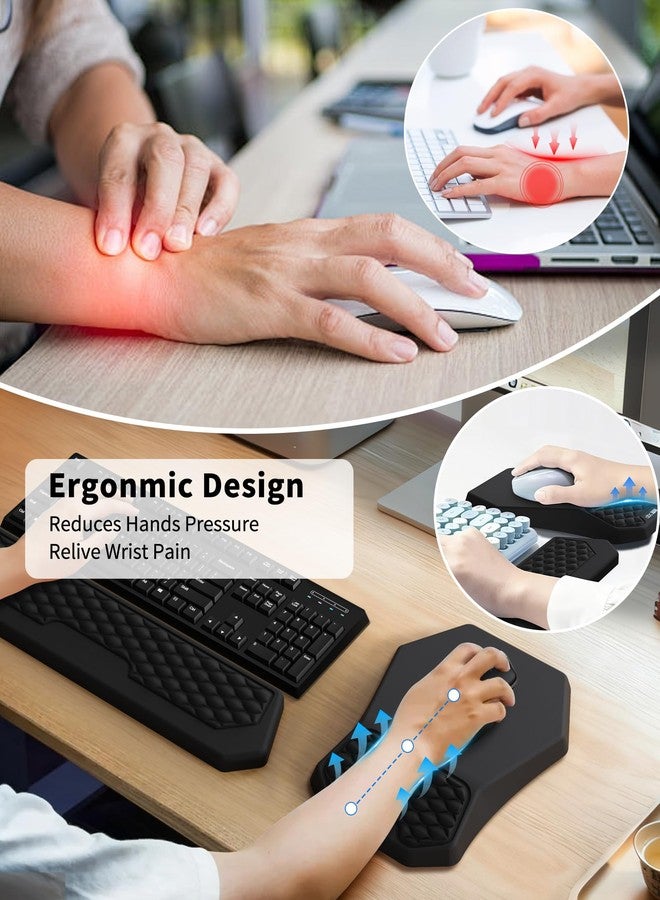 abc.mat Ergonomic Mouse Pad Wrist Rest Support, Massage Design Surface for Carpal Tunnel Pain Relief, Memory Foam, Non-Slip PU Base for Computer Desk, Black - Image 2