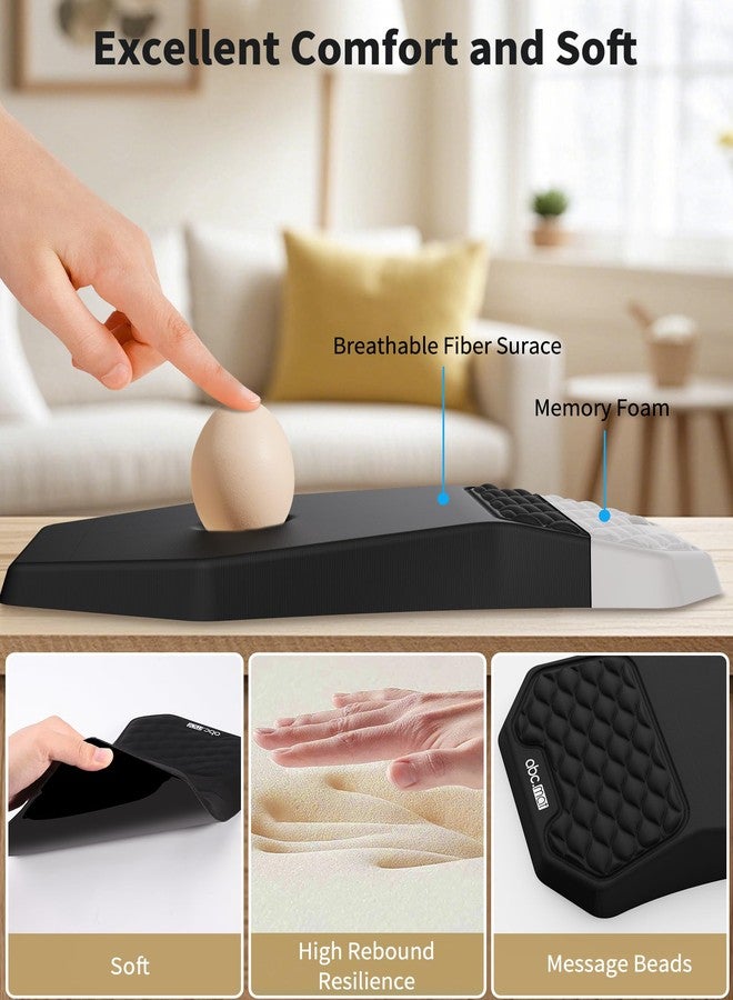 abc.mat Ergonomic Mouse Pad Wrist Rest Support, Massage Design Surface for Carpal Tunnel Pain Relief, Memory Foam, Non-Slip PU Base for Computer Desk, Black - Image 3