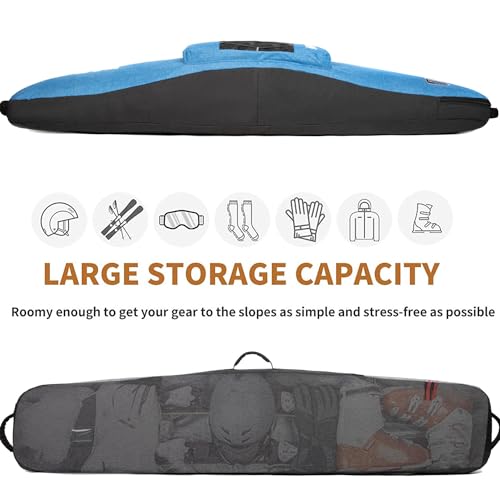 MERALIAN Snowboard Bag for Air Travel,Padded Snowboard Bag Fit Board,Boots, Jacket, Pants, Helmet and Gear,Available Length in 155cm 165cm. (BLK/BLUE, 155CM) - Image 3
