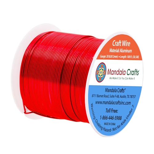 Mandala Crafts 20 Gauge Anodized Aluminum Craft Wire for Jewelry Making - 100 FT Colored Flexible Red Wire - Bendable for Bonsai Armature Crafting Sculpting - Image 2