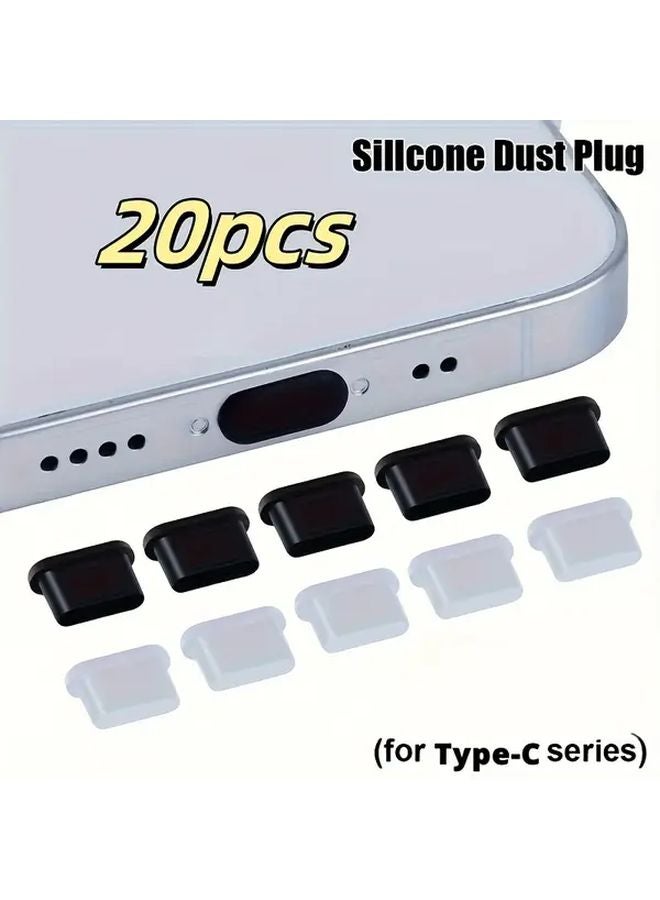 20 قطعة غطاء شفاف لمنفذ شحن الهاتف، سدادة غبار من السيليكون المطاطي الناعم - Image 2