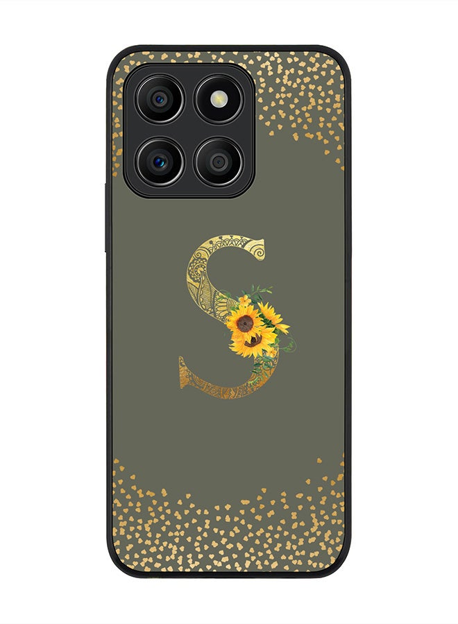 Stylizedd Rugged Black Edge Case for Honor X8b, Slim fit Case Cover - Custom Monogram Initial Letter Mandala Floral Pattern Alphabet - S (Olive Green) - Image 1