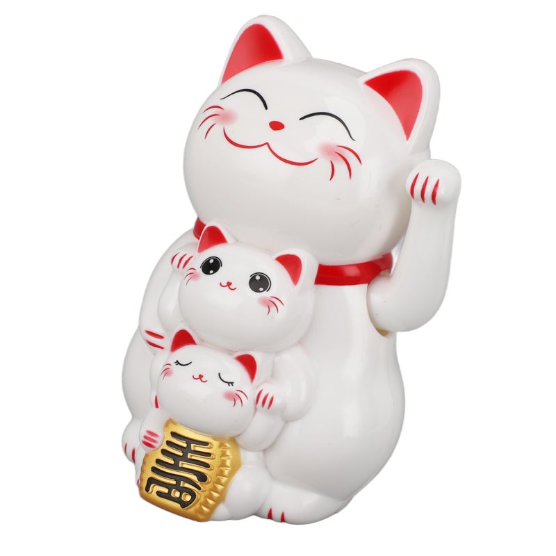 Solar Powered Waving Cat Ornament: White Premium Plastic - Luck & Fortune Symbol - Auto-Waving Arm for Car Dashboard, Desk, Home Porch & Business Spaces - Image 4