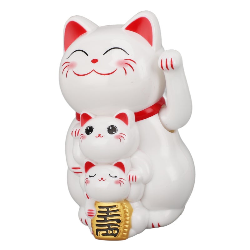 Solar Powered Waving Cat Ornament: White Premium Plastic - Luck & Fortune Symbol - Auto-Waving Arm for Car Dashboard, Desk, Home Porch & Business Spaces - Image 3