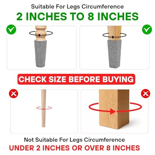IAMZAY 16 Pcs Grey Premium Chair Leg Socks Protectors for Hardwood Floors - Do not Easily Fall Off - Very Easy to Put on - Fits All Leg Shapes - High Elastic Bar Stool Leg Covers - Furniture Pads… - Image 2