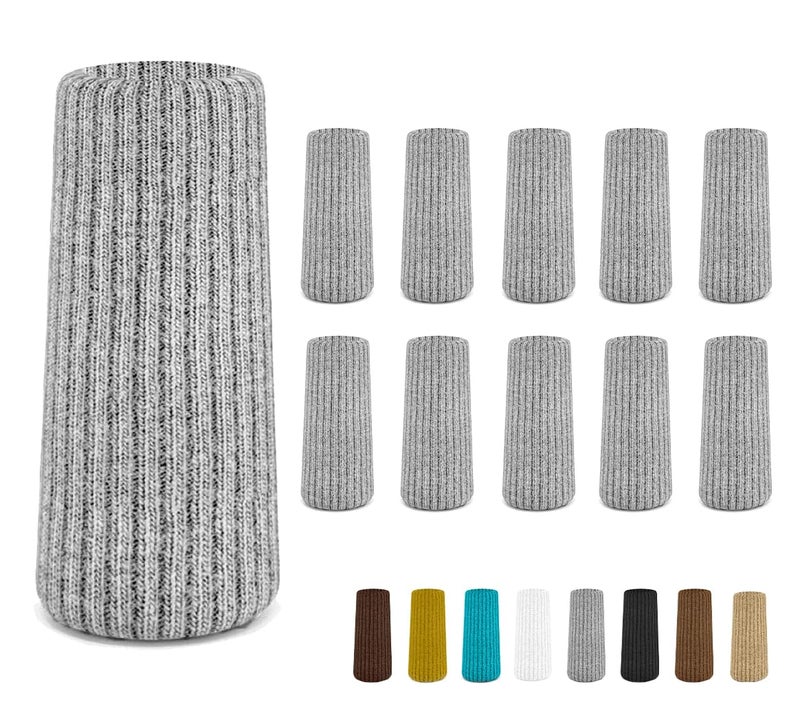 IAMZAY 16 Pcs Grey Premium Chair Leg Socks Protectors for Hardwood Floors - Do not Easily Fall Off - Very Easy to Put on - Fits All Leg Shapes - High Elastic Bar Stool Leg Covers - Furniture Pads… - Image 1