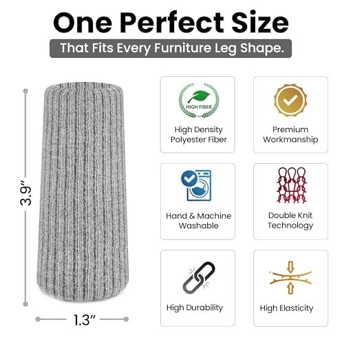 IAMZAY 16 Pcs Grey Premium Chair Leg Socks Protectors for Hardwood Floors - Do not Easily Fall Off - Very Easy to Put on - Fits All Leg Shapes - High Elastic Bar Stool Leg Covers - Furniture Pads… - Image 3