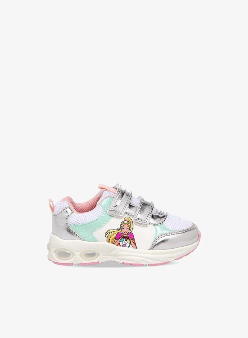 باربي Girls Hook & Loop Light-Up Ankle School Sneakers