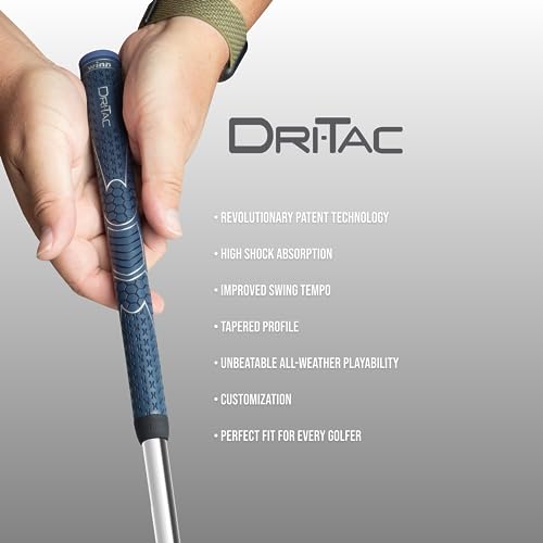 Winn قبضة جولف وين DRI-TAC متوسطة الحجم، غير قابلة للانزلاق ومريحة، تمتص الرطوبة، تمتص الصدمات، تقنية AVS، ضغط قبضة أخف، قابلية اللعب في جميع الأحوال الجوية، مادة بوليمر فاخرة - Image 5