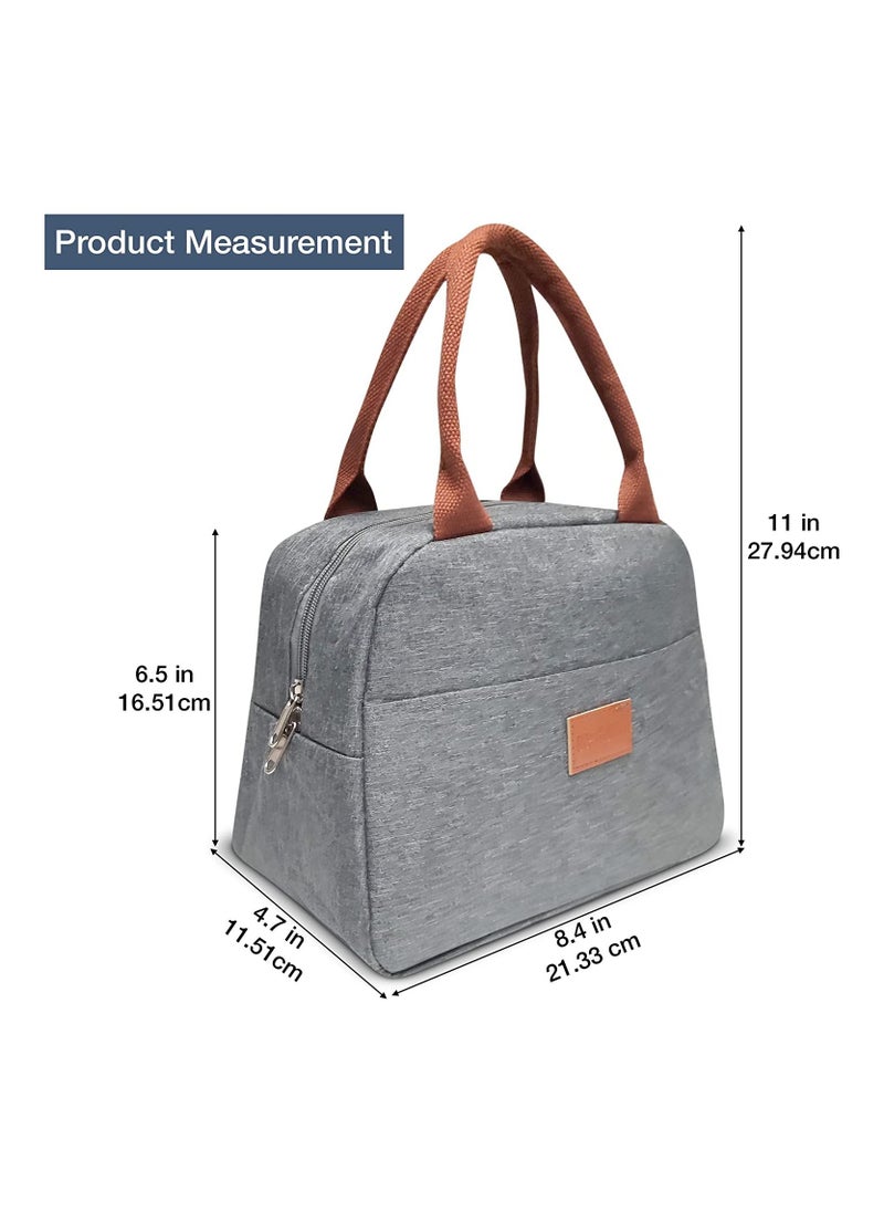 MahMir Insulated Lunch Bag for Men Women Kids with Strap Handles Wide Open Easy to Clean Insulated Lunch Bag Box for Office Work School Picnic Travel, Leakproof Thermal Cooler Insulated Lunch Grey  - Image 3