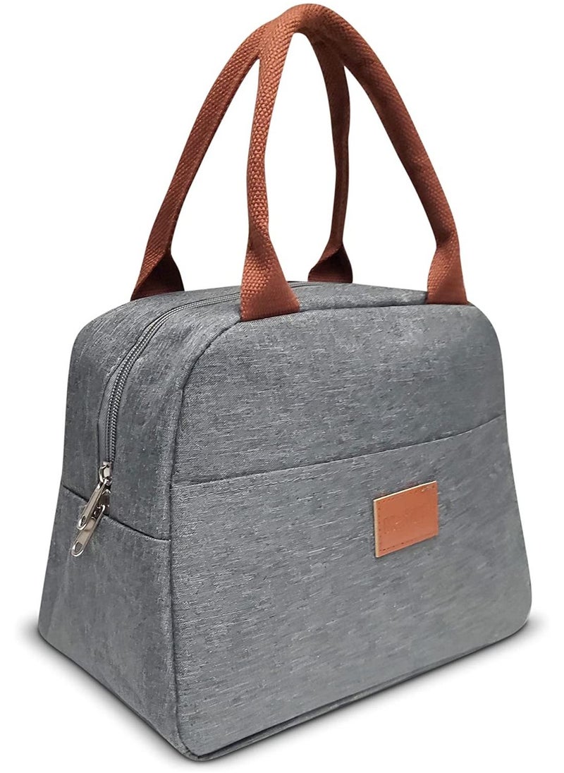 MahMir Insulated Lunch Bag for Men Women Kids with Strap Handles Wide Open Easy to Clean Insulated Lunch Bag Box for Office Work School Picnic Travel, Leakproof Thermal Cooler Insulated Lunch Grey  - Image 1