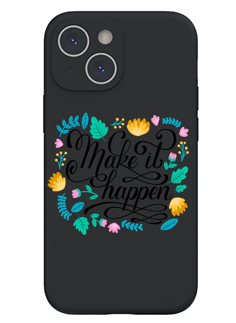 Theodor Protective Slim Fit Case Liquid Silicone Cover with Full Body Protection Anti-Scratch Shockproof Case For iPhone 15 Black  - Mickey Kissing - Image 1
