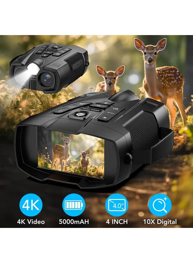Black Dual Tube Infrared Digital Night Vision Device 4 Inch IPS Screen 10x Zoom USB Battery Power - Image 2
