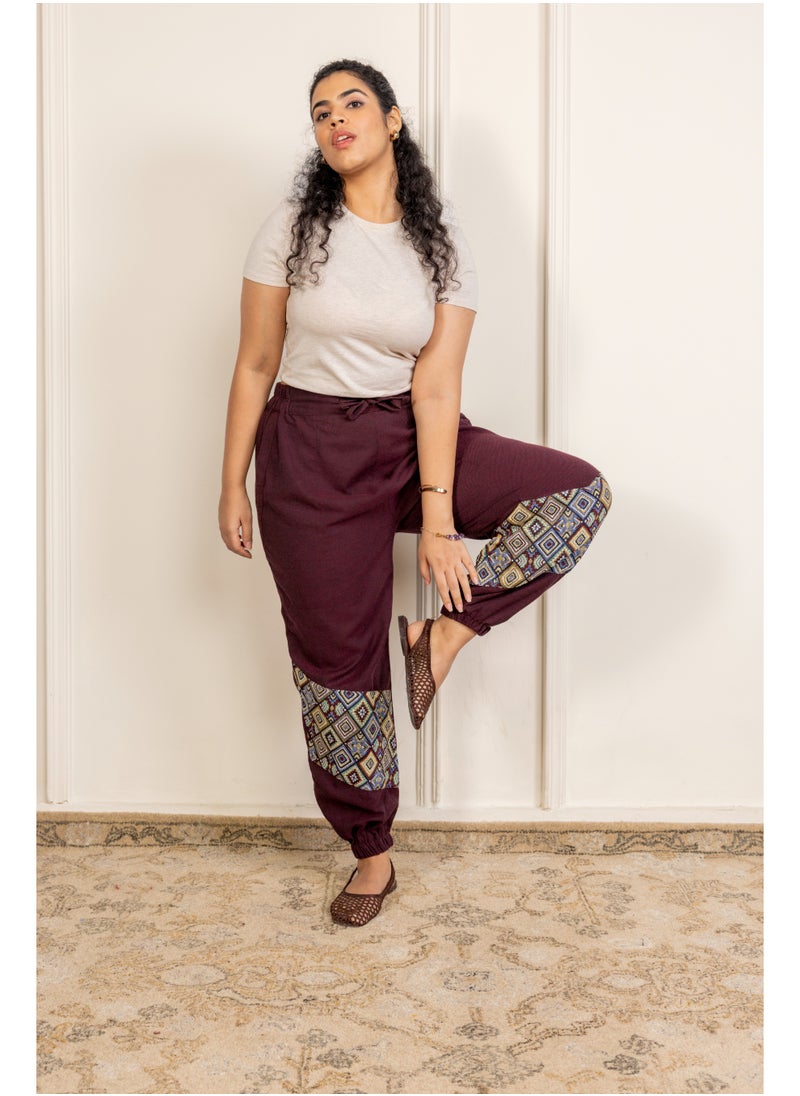 Swadesh Souq Deep Red Hoppers Pant in Pure Cotton – Relaxed Fit, Breathable Unisex Loungewear  - Image 2