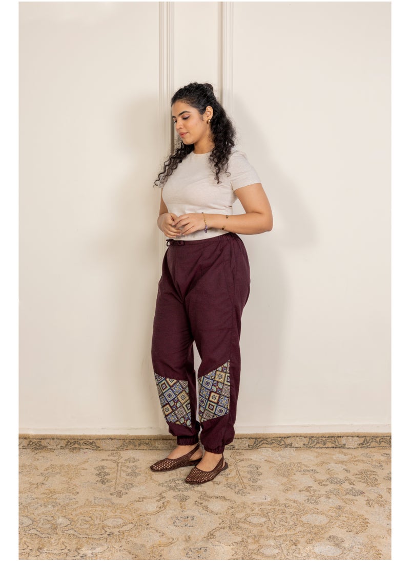 Swadesh Souq Deep Red Hoppers Pant in Pure Cotton – Relaxed Fit, Breathable Unisex Loungewear  - Image 1
